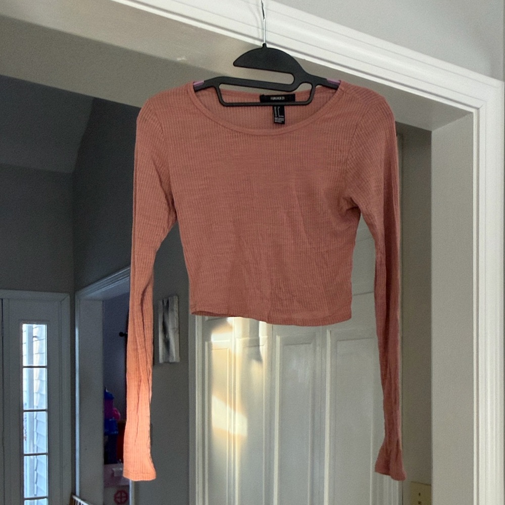 Forever 21 Dusty Pink Long Sleeve Crop Top